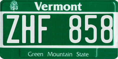 VT license plate ZHF858