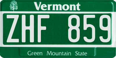 VT license plate ZHF859