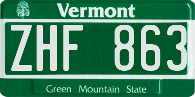 VT license plate ZHF863