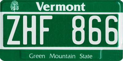 VT license plate ZHF866