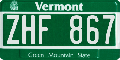 VT license plate ZHF867