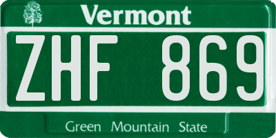 VT license plate ZHF869