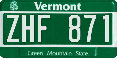 VT license plate ZHF871