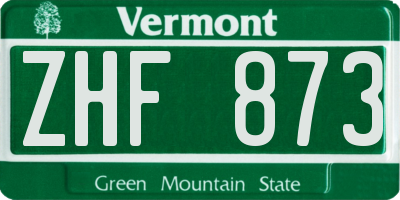 VT license plate ZHF873