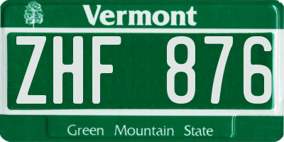 VT license plate ZHF876