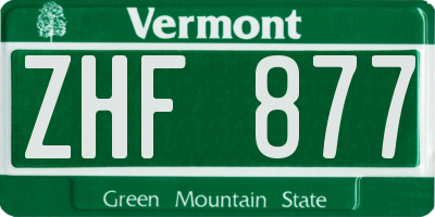 VT license plate ZHF877
