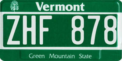 VT license plate ZHF878