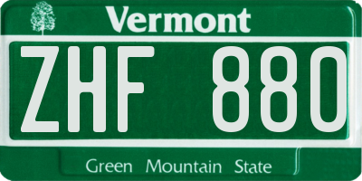 VT license plate ZHF880
