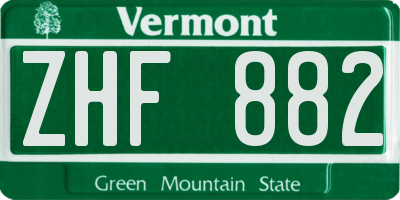 VT license plate ZHF882