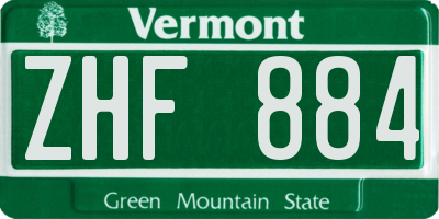 VT license plate ZHF884