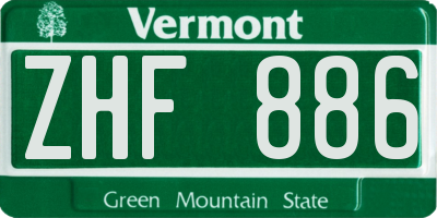 VT license plate ZHF886