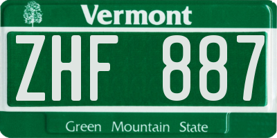 VT license plate ZHF887