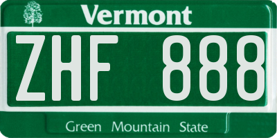 VT license plate ZHF888