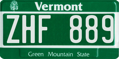 VT license plate ZHF889
