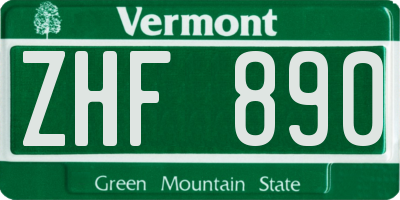 VT license plate ZHF890