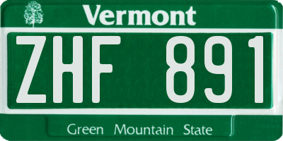 VT license plate ZHF891