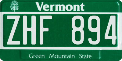 VT license plate ZHF894