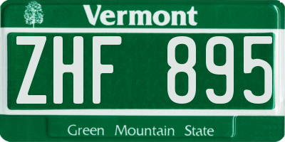 VT license plate ZHF895