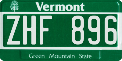 VT license plate ZHF896