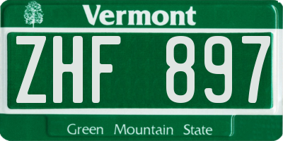 VT license plate ZHF897