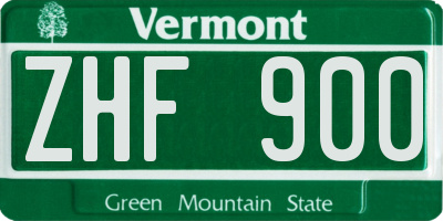 VT license plate ZHF900