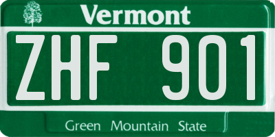 VT license plate ZHF901