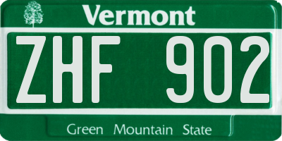 VT license plate ZHF902