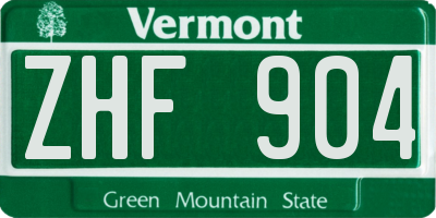 VT license plate ZHF904