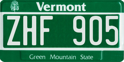 VT license plate ZHF905