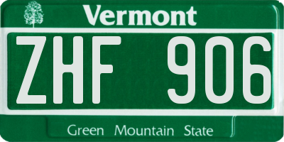 VT license plate ZHF906