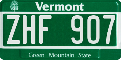 VT license plate ZHF907
