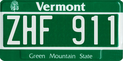 VT license plate ZHF911