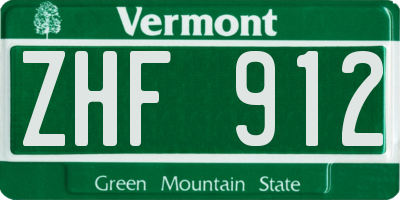VT license plate ZHF912