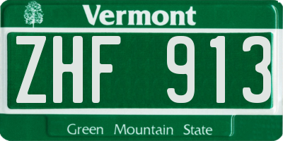 VT license plate ZHF913