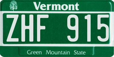 VT license plate ZHF915