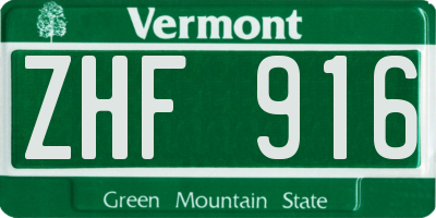 VT license plate ZHF916