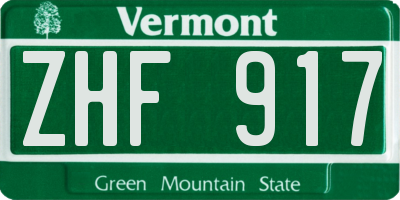 VT license plate ZHF917