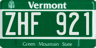 VT license plate ZHF921