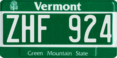 VT license plate ZHF924