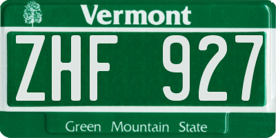 VT license plate ZHF927