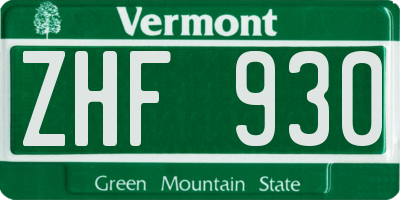 VT license plate ZHF930