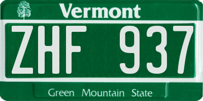 VT license plate ZHF937