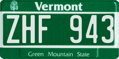 VT license plate ZHF943