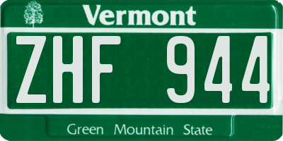 VT license plate ZHF944