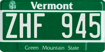 VT license plate ZHF945