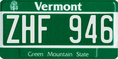 VT license plate ZHF946