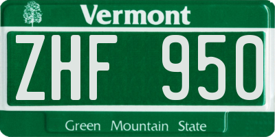 VT license plate ZHF950
