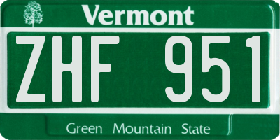 VT license plate ZHF951