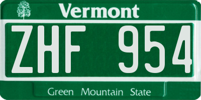 VT license plate ZHF954