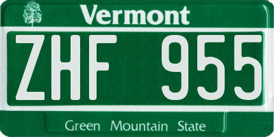 VT license plate ZHF955